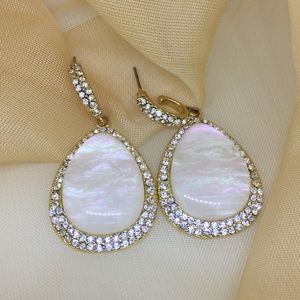 Rainbow Shinny Shell Dangle Earrings, Gold